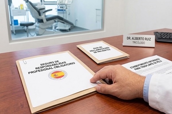 Doctor muestra la constancia de su seguro de responsabilidad medica en España