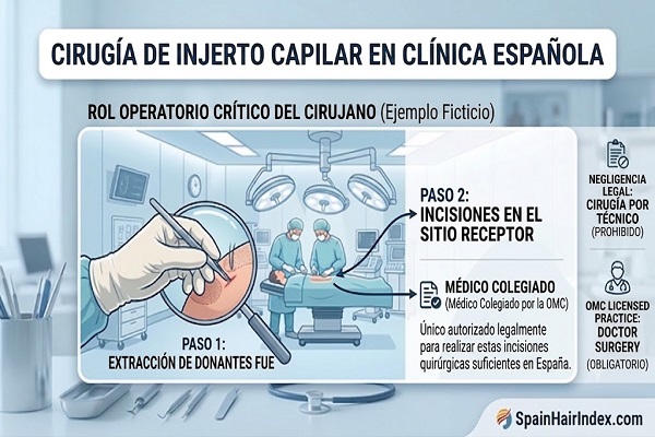 paso a paso de como un especialista en trasplante capilar colegiado hace una cirugía