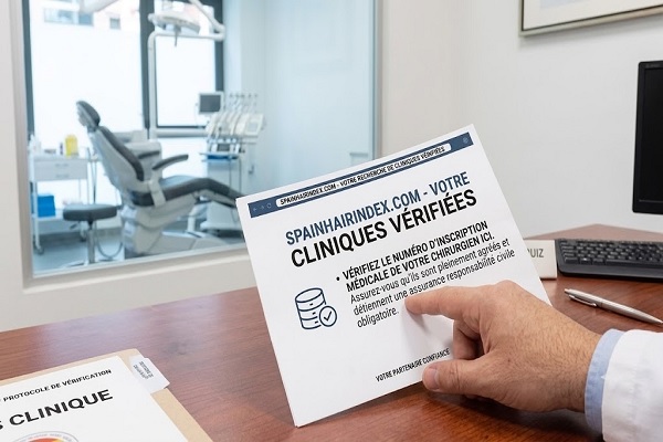 médecin vérifiant les identifiants de l'ordre des médecins et le dossier patient, un processus clé pour la responsabilité médicale en Espagne