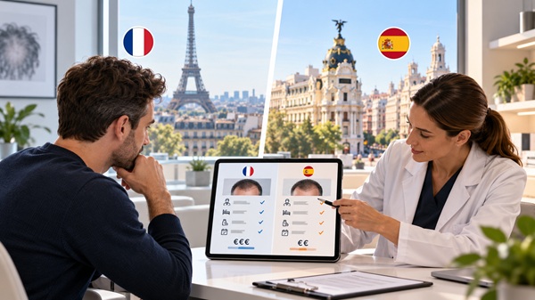 Comparaison des prix et prestations d'une greffe de cheveux en France et en Espagne