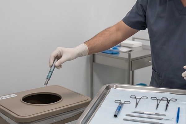 Smaltimento di rifiuti biologici e materiale monouso in una clinica trapianto capelli a norma di legge