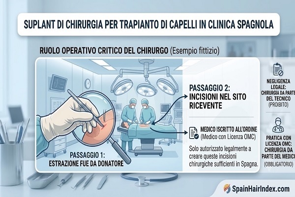 Procedura FUE eseguita da chirurgo con licenza medica per trapianto di capelli autorizzata