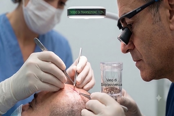 Chirurgo specializzato durante la procedura di innesto di capelli spagna ad alta precisione